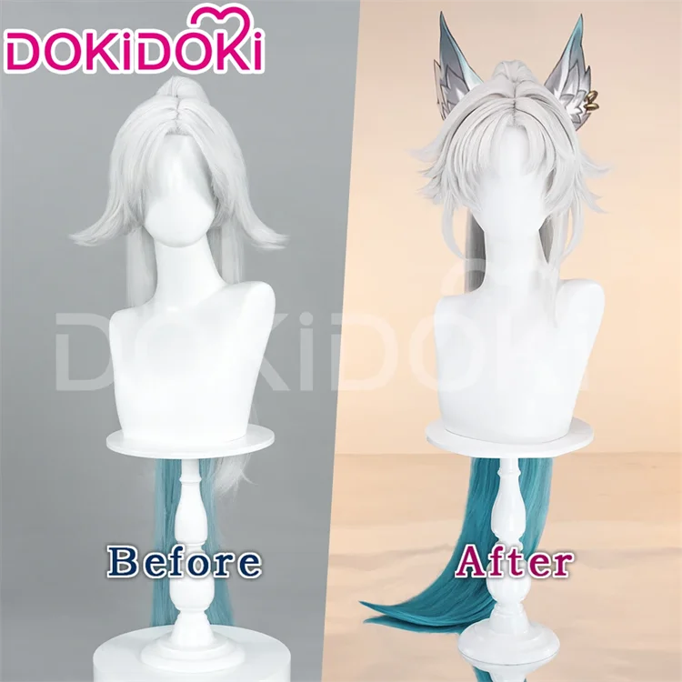 IN STOCK Feixiao Wig Game Honkai: Star Rail DokiDoki 100cm Long Gradient Deying Wig Ears Cosplay Tattoo Free Cap Halloween