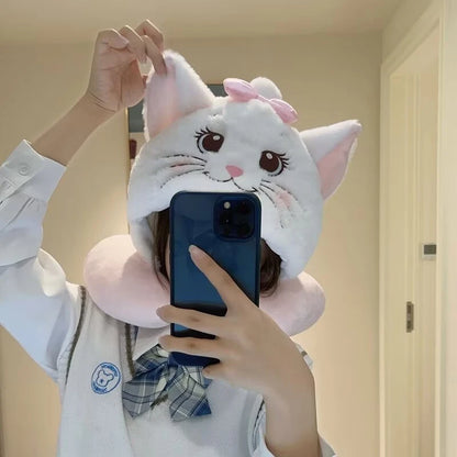 Lovely My Melody U-shaped Hooded Pillow Kawaii Japanese Style Blackout Travel Pillow Office Cartoon Nap Pillow Pink Girl