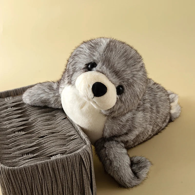 Cute Realistic Marine Seal Plush Doll White Grey Stuffed Seal Soft Toy Kawaii Sea Animal Plushies Birthday Xmas Present