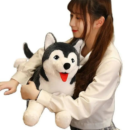 Cute Naughty Husky Dog Plush Pillow Stuffed Lifelike Siberian wolfhound wolf doll toy Throw Pillow  Birthday Gift for Boy