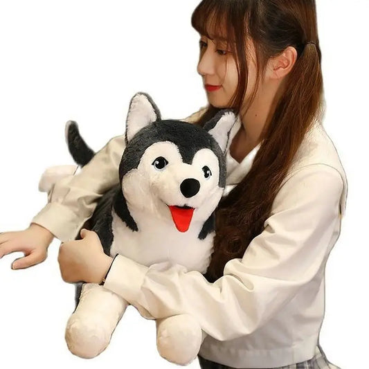 Cute Naughty Husky Dog Plush Pillow Stuffed Lifelike Siberian wolfhound wolf doll toy Throw Pillow  Birthday Gift for Boy