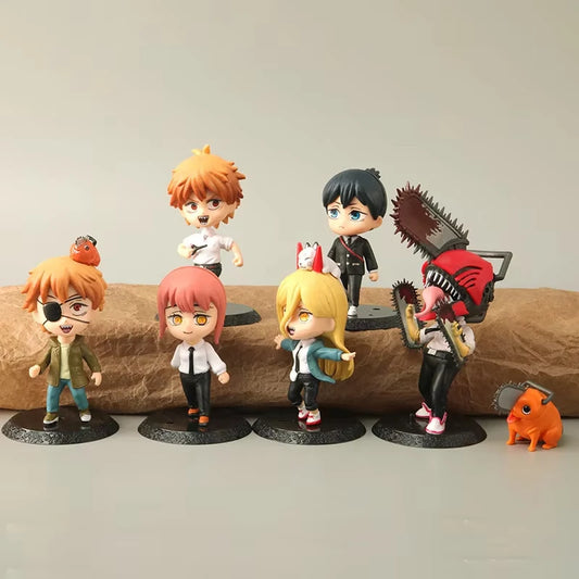 Hot 6Pcs-Set Chainsaw Man Anime Figure PVC Denji Pochita Collection Action Figures Model Set Toys Anime  Dolls Kids Gift