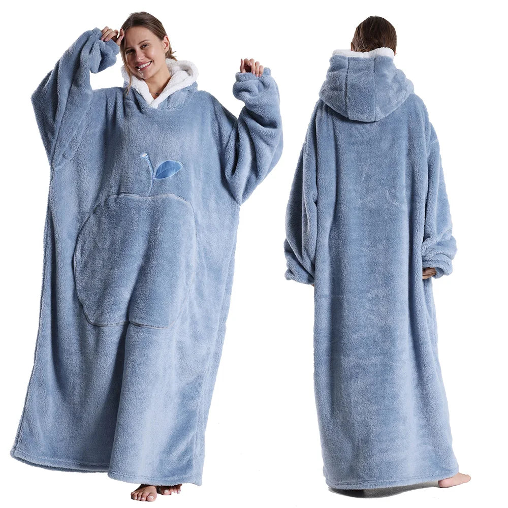 Women Hoodies Autumn Winter Extra Long Oversized Loungewear Clothes Couple Hoody Pajamas Warm Blanket Hoodie Plush Men Homewear