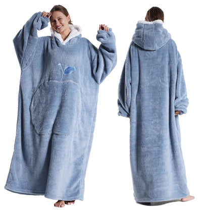 Women Hoodies Autumn Winter Extra Long Oversized Loungewear Clothes Couple Hoody Pajamas Warm Blanket Hoodie Plush Men Homewear