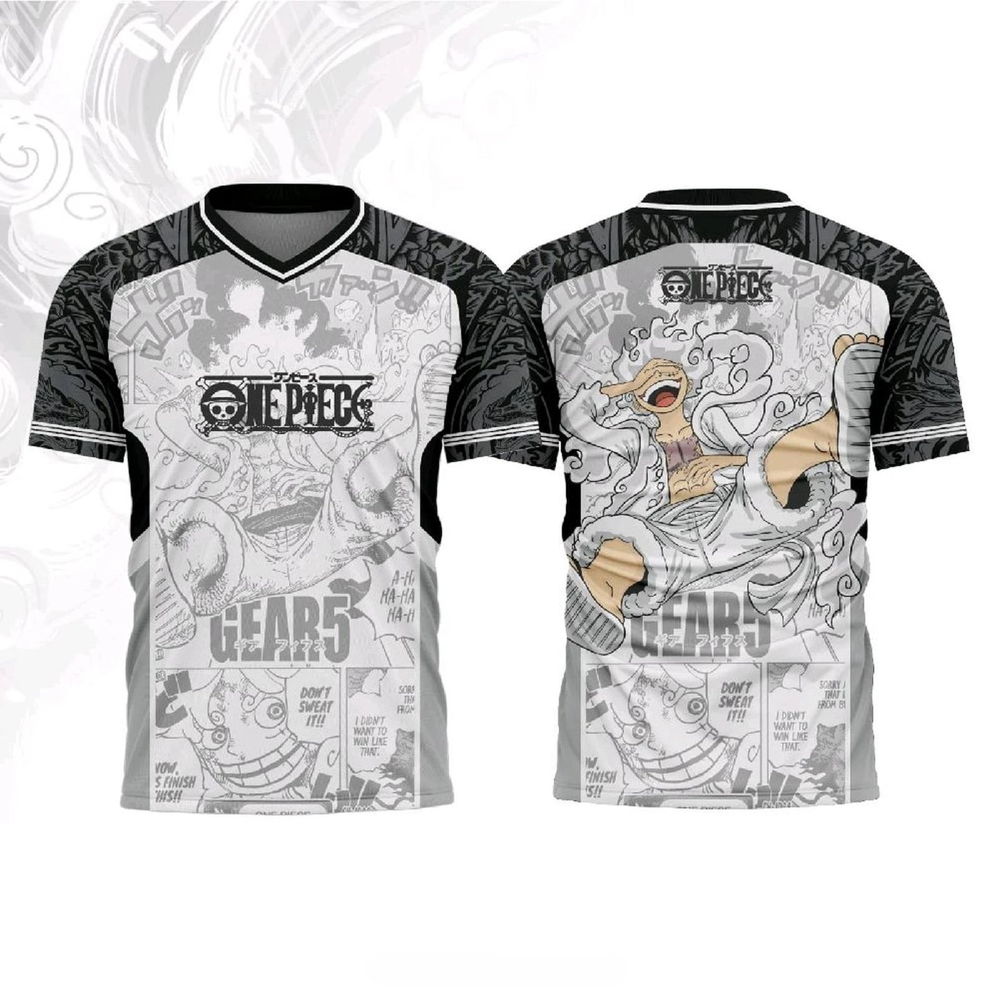 Jersey One Piece Monkey D. Luffy Gear 5 Anime Y2k Kpop Baseball Hockey Tshirt Fashion Streetwear Anime Daily Unisex Tops Tees