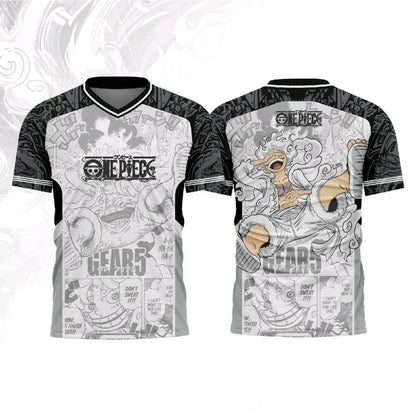 Jersey One Piece Monkey D. Luffy Gear 5 Anime Y2k Kpop Baseball Hockey Tshirt Fashion Streetwear Anime Daily Unisex Tops Tees
