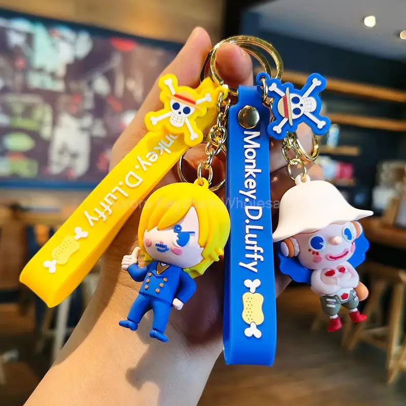 Anime One Piece Dragon Ball Keychain Luffy Sauron Nami Chopper Silicone Cute Car Keyring Pendant Toys Birthday Kids Toys Gifts