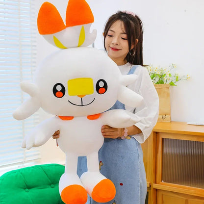 50/90cm Scorbunny Pokemon Large Plush Toys Anime Doll Cute Giant Pokémon Rabbit Cartoon Stuffed Plushie Pillow Gift for Kid Xmas