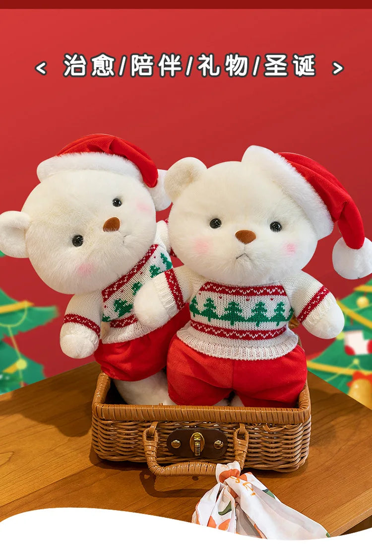 Plush Teddy Bear with Sweater Scarf for Kids Birthday Xmas Gift Cute Jointed Couple Bears Stuffed Animal Toy for Valentine