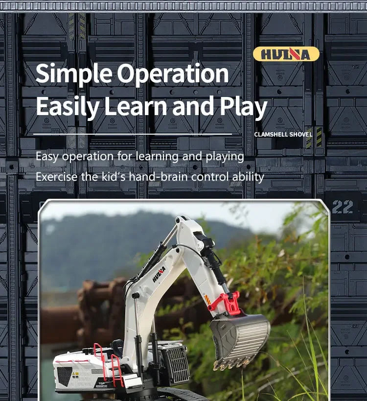 Huina 1594 22 Channels Large Remote Control Excavator 1/14 Electric Heavy Duty RC Excavator for Children Toys Model