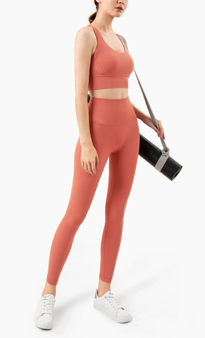 Women’s 2 Piece Yoga Set Sleeveless Cross Back Sports Bra and Leggings Athletic Tracksuit Pilates Fitness