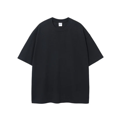ZODF Summer Men 100% Cotton Solid Oversized Heavyweight 305gsm No-Shrink T-Shirt HY0165 - black / L / China Mainland