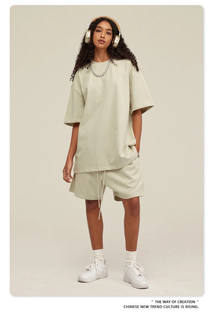 ZODF New 2025 Heavy Weight 305gsm Solid Cotton T Shirts For Men Unisex Summer Oversized Noshrink Basic T-Shirt Brand Tops HY0475