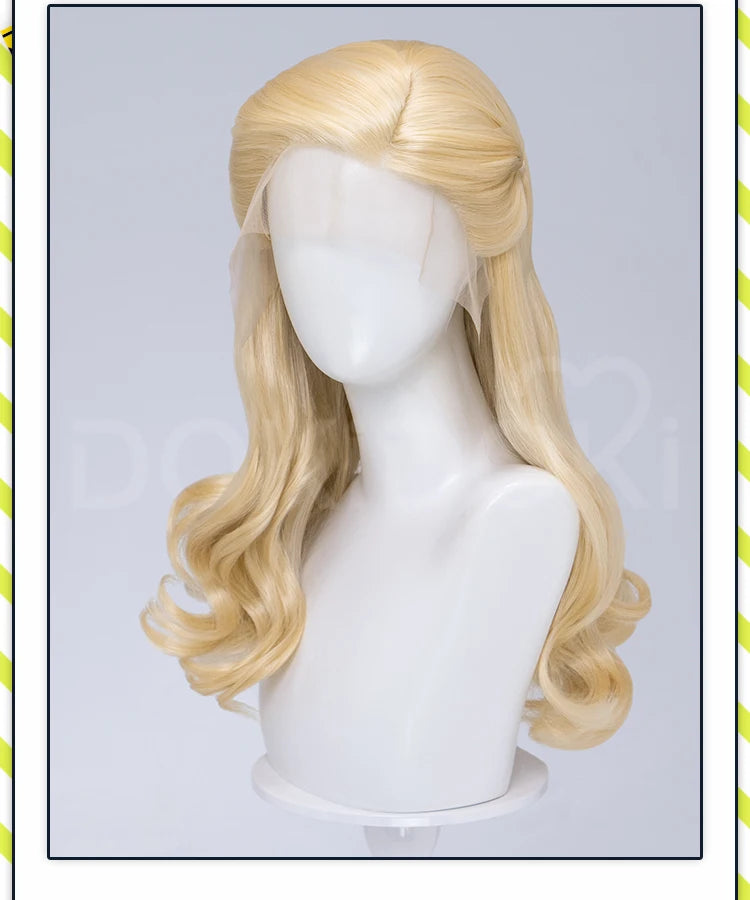 Glinda Elphaba Cosplay Wig Anime Wicked DokiDoki Front Lace Wig Golden Long 60cm Hair Glinda Cosplay Elphaba Hat Free Cap