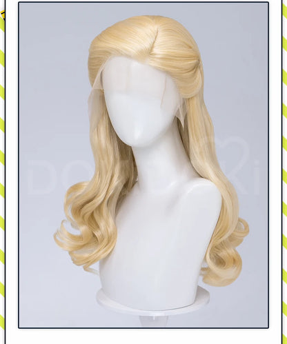 Glinda Elphaba Cosplay Wig Anime Wicked DokiDoki Front Lace Wig Golden Long 60cm Hair Glinda Cosplay Elphaba Hat Free Cap