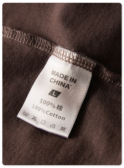 ZODF Retro Monkey Washed 260gsm Cotton T-Shirt For Men Unisex High Street Loose Full Sleeve T Shirt Brand Streetwear HY0406