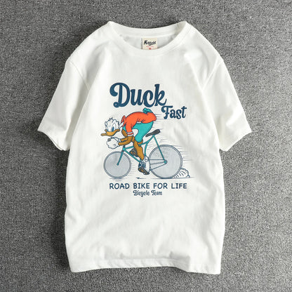 Summer New American Retro Short-sleeved O-neck Letter Printed T-shirt Men's Fashion Simple 100% Cotton Washed Casual Sport Tops