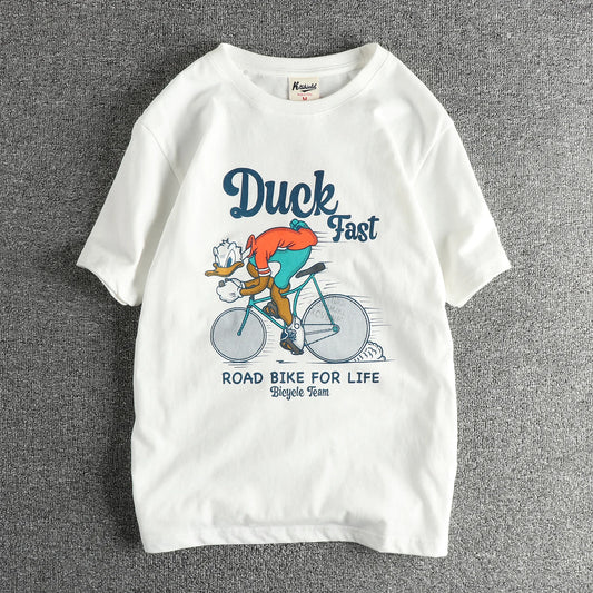 Summer New American Retro Short-sleeved O-neck Letter Printed T-shirt Men's Fashion Simple 100% Cotton Washed Casual Sport Tops