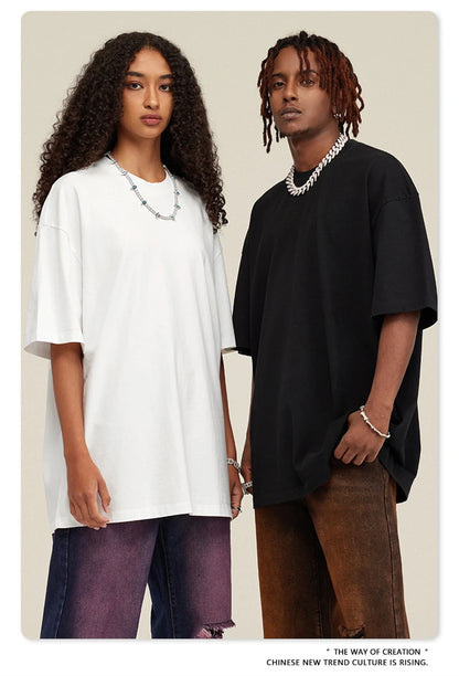 ZODF New Summer Men Washed Batik Cotton T Shirts Unisex American Retro High Street 270gsm Short Sleeve Tees Streetwear HY0489