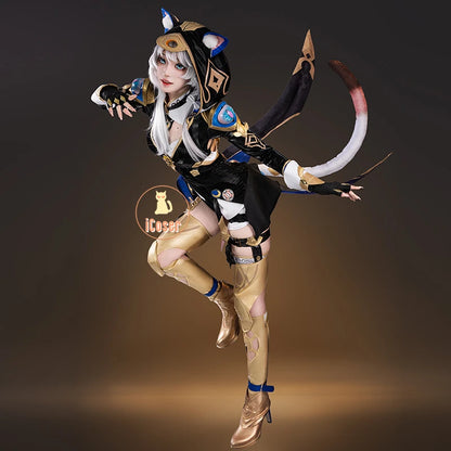 Honkai Star Rail Cipher Cosplay Costume Wig Uniform Jumpsuit Cifera Headwear Tail Halloween Party for Women Girl Carnival iCoser