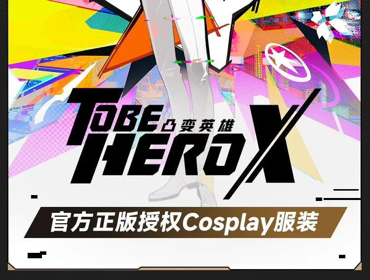 iCoser Anime To Be Hero X Cosplay Costume Wig Hero X Uniform White Suit Orange Glasses Tie Halloween Party for Women Men Props