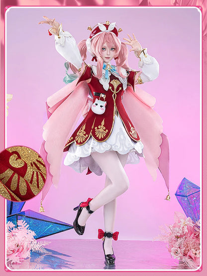 iCoser Honkai Star Rail Hyacine Cosplay Costume Wig Dress Hat Uniform Amphoreus Halloween Party for Women Girls Carnival Props