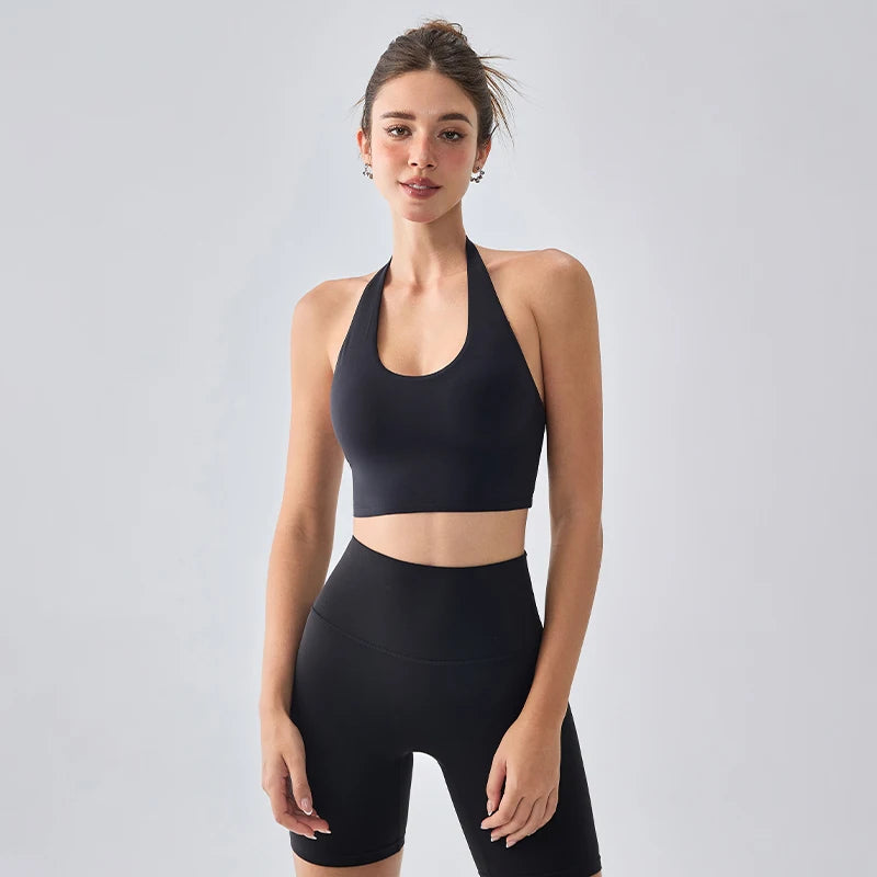 Sexy Sports Bra for Women Halter Yoga Tank Top Seamless Shockproof Push Up Fitness Gym Workout Fast Dry Underwear