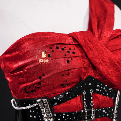 Love and Deepspace MC Cosplay Costume Midnight Waltz Red Dress Heroines New Skin Outfit Sylus Halloween Party for Women Girls