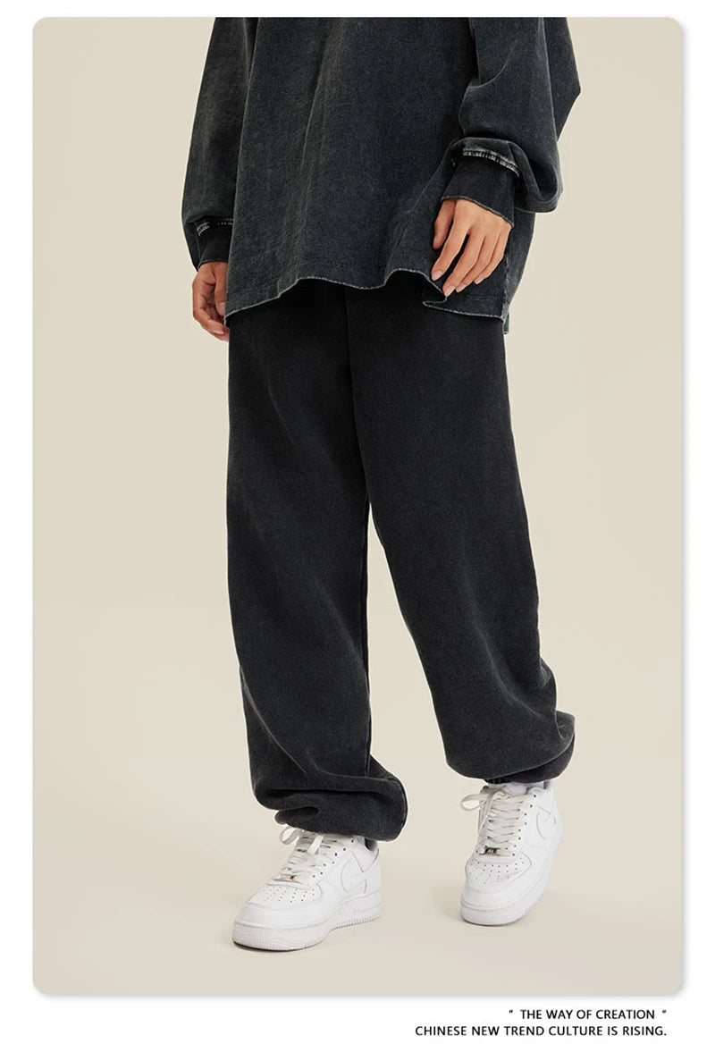 ZODF 2025 Autumn Winter Men’s Washed Fleece Sweatpants 355gsm Loose Retro Joggers Streetwear HY0653