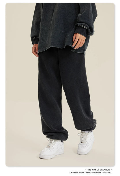 ZODF 2025 Autumn Winter Men’s Washed Fleece Sweatpants 355gsm Loose Retro Joggers Streetwear HY0653
