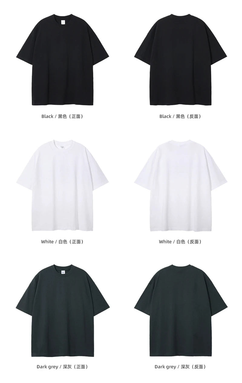 ZODF 2025 Spring Summer Men Solid 100% Cotton T-Shirts Unisex Women Loose 230gsm Noshrink Basic T Shirt Brand Tops HY0151