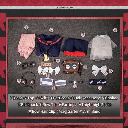 Zenless Zone Zero Ukinami Yuzuha Cosplay Costume Wig Skirt Uniform Earrings Headwear Spook Shack Halloween Party for Women Girls