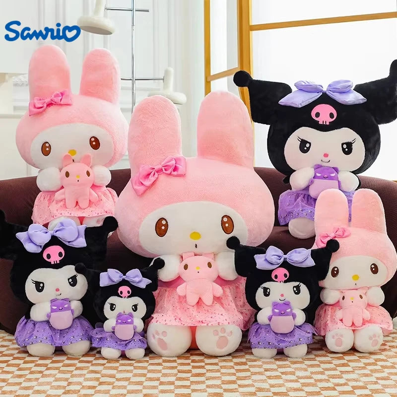 45/55/75CM Big Size Sanrio Hug A Bunny Kuromi My Melody Plushies Cartoon Anime Stuffed Children Toy Comfortable Soft Doll Gift