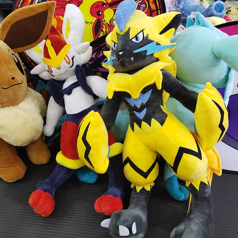 70cm Pokemon Lucario Large Plush Toys Greninja Zeraora Cinderace Glaceon Stuffed Giant Pokémon Eevee Anime Kids Christmas Gift