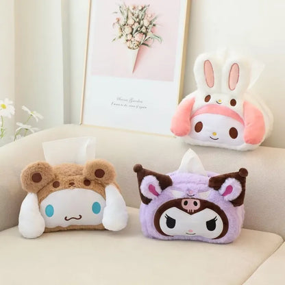 Sanrio Kuromi My Melody Cinnamoroll Cute Plush Storage Bag Plush Tissue Box Plush Makeup Bag Multifunctional Package