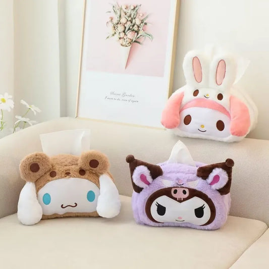 Sanrio Kuromi My Melody Cinnamoroll Cute Plush Storage Bag Plush Tissue Box Plush Makeup Bag Multifunctional Package