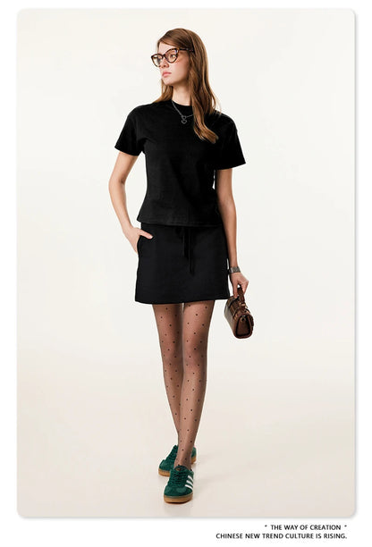 ZODF Women 2025 Summer 255gsm Cotton T-Shirts Hotsweet Girls Casual Solid Comfortable Sport T Shirt Brand Tops HY0978