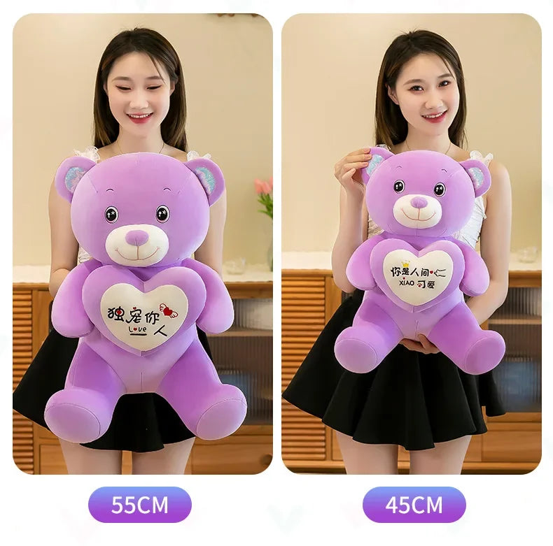 Soft Plush Doll for Children Girlfriend and Wife Heart Little Bear Stuffed Animal Bear Plush Toys Women Valentines Day Gift