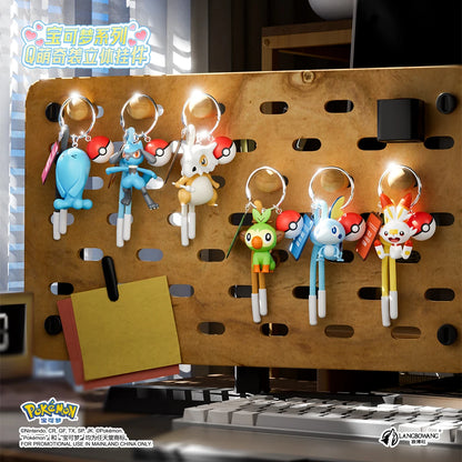 Genuine Pokemon Scorbunny Keychain Grookey Riolu Sobble Wobbuffet Cubone Anime Action Figure Toy Keyring Fragrance Pendant Gift