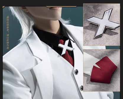 iCoser Anime To Be Hero X Cosplay Costume Wig Hero X Uniform White Suit Orange Glasses Tie Halloween Party for Women Men Props