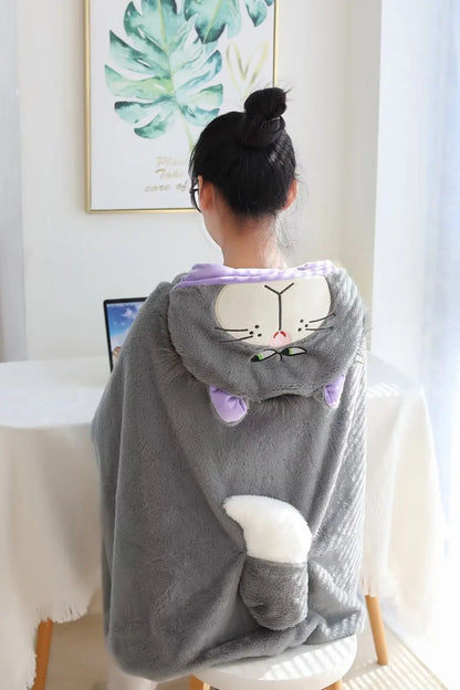 Cartoon Cute Lucifer Hooded Cloak Blanket Office Dormitory Autumn Winter Warm Animal Cloak Nap Blanket Practical Exquisite Gift