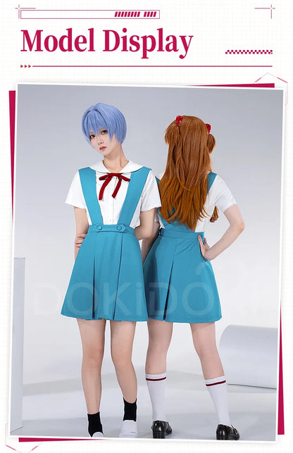 IN STOCK Reii / Asukaa Cosplay Costume DokiDoki-SR Anime Cosplay Women Asukaa Costume Socks Rei School Uniform Halloween Costume