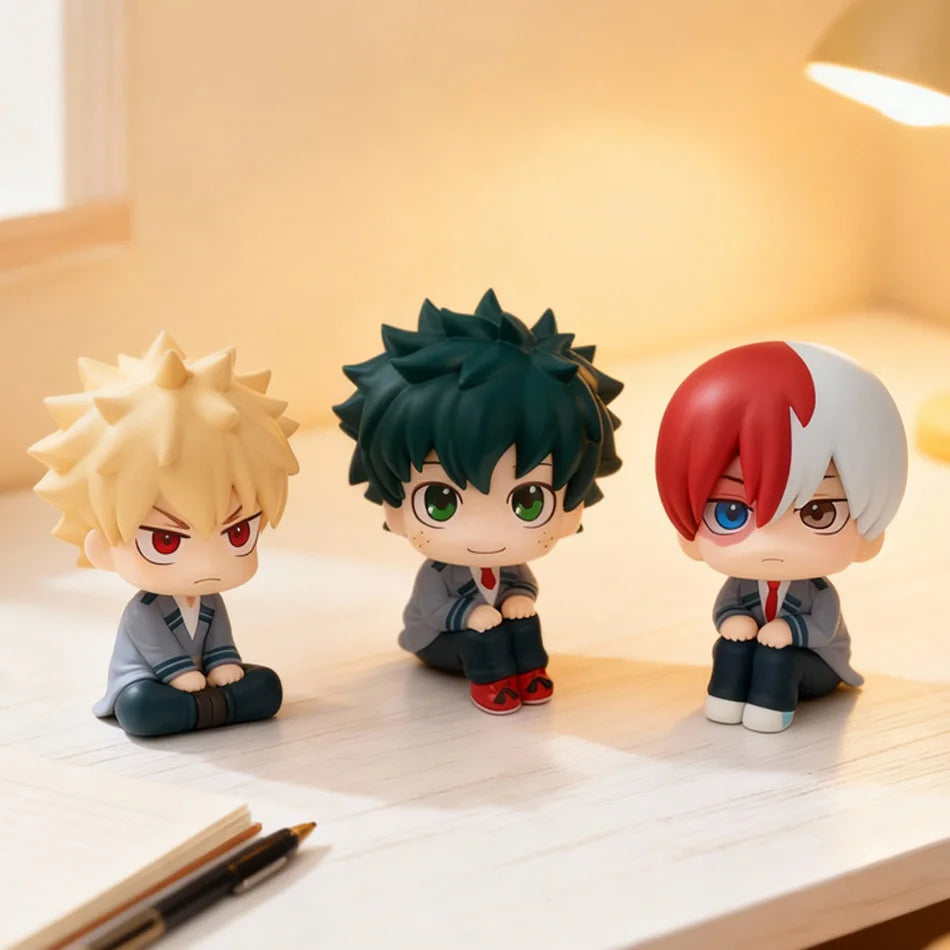 Chibi Super Cute Academy Izuku Midoriya / Katsuki Bakugo / Shoto Todoroki PVC Figurine, Collectible Toy Series Model