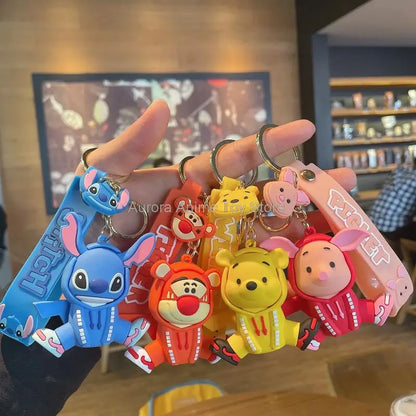 Disney Anime Cartoon Stitch Keychain Lilo & Stitch Cute Doll Keyring Fashion Couple Bag Ornament Key Chain Car Pendant Gift