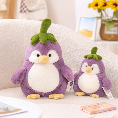 25-60cm Creative Purple Penguin Plushie Cute Penguin Cosplay Vegetable Eggplant Plush Toy  Kawaii Home Decor Pillow