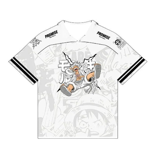 2526 New Bandai Anime One Piece Luffy Summer Jersey T-shirt Oversized 3D Adult and Children's Multifunctional Top Christmas