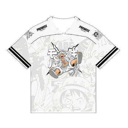 2526 New Bandai Anime One Piece Luffy Summer Jersey T-shirt Oversized 3D Adult and Children's Multifunctional Top Christmas