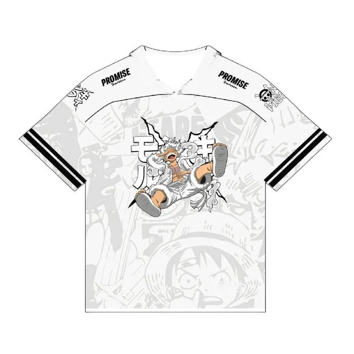 2526 New Bandai Anime One Piece Luffy Summer Jersey T-shirt Oversized 3D Adult and Children's Multifunctional Top Christmas