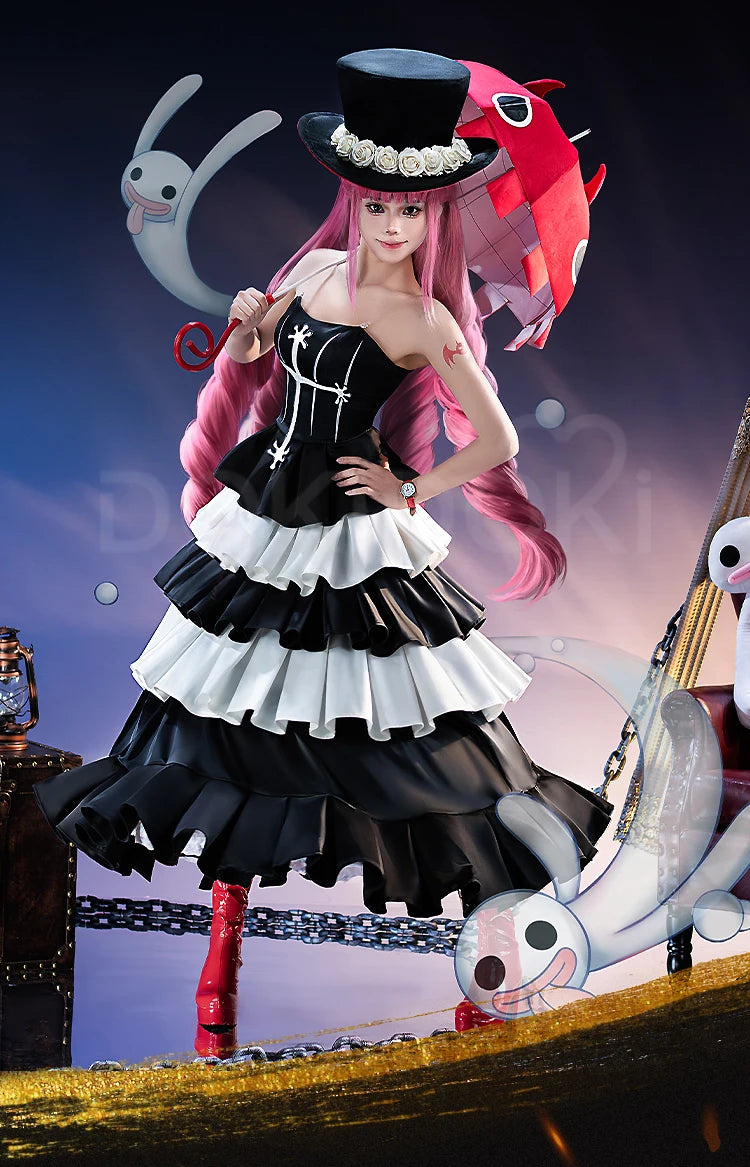 Peronaa Cosplay Costume【S-3XL】DokiDoki-SR Women Cute Dress Ghost Princess Cosplay Hat Umbrella Plus Size