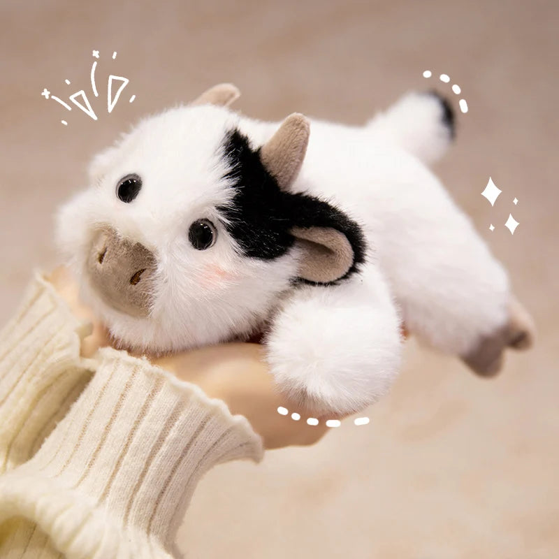 The Codex 18cm Cartoon Lying Plush Animal Wrist Support Cute Horse Duck Cow Frog Kawaii Office Companion Doll - cow